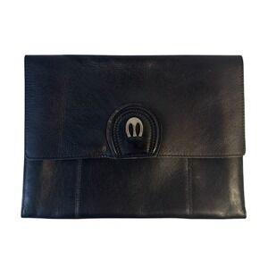 Vtg Leather Clutch Bag Snap Closure Minimalist Style‎ Sandlewood Cowhide Brazil